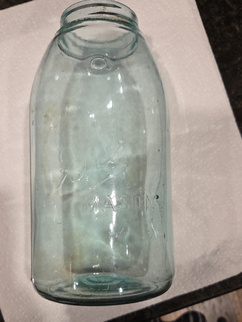 Aqua-Tinted Vintage Ball Mason Jar 1/2 Gallon